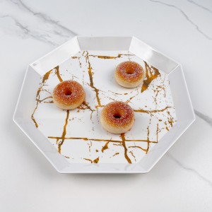 Pakyawan Murang puting Marble Design Irregular Melamine Fruit Plate para sa Nordic style