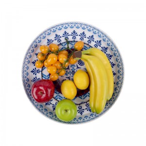 OEM custom logo round mixing serving patter bowl melamine personalized two tones salad bowl for cereal fruit dessert bowl
