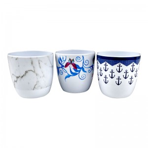 Custom Design Melamine Tea Cup Set With Full Color Interior And Exterior Decal For Dinner Or Salad