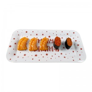 Christmas Melamine Tableware ການອອກແບບໃຫມ່ Reusable Plastic Rectangular tray serving tray Dinnerware