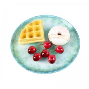 tùy chỉnh in melamine đĩa màu xanh ngọc lục bảo bộ đồ ăn bằng nhựa bán nóng