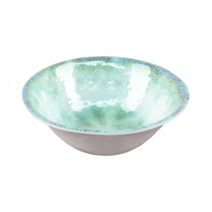 Factory direct wholesale hotel tableware blue and green smear bowl set restaurant green bowl