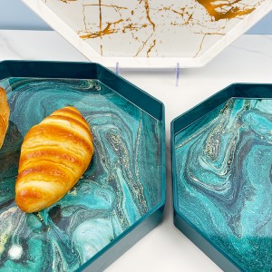Bpa Free Unbreakable dark Blue 13inch Melamine octagon Snack Platter Serving Trays