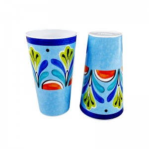 High Quality Unbreakable Flower floral Pattern Melamine Drink Water Cups Plastic Para sa Restaurant Home