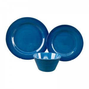 Меламиновая фабрика Бытовая столовая посуда Меламиновая западная посуда Синяя столовая посуда Цветочный меламиновый столовый набор