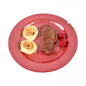 Західна вінтажна тарілка з червоного меламіну в сільському стилі для харчових продуктів