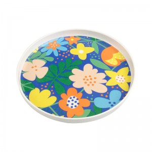 Customized Guaranteed Quality Proper Price Round Shape Bamboo Fiber Snack Serving Tray