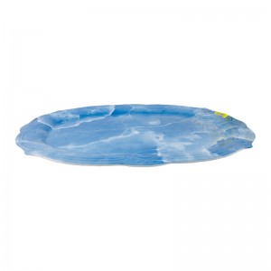 Ụlọ Plastic Blue Palace Design Modern mara mma okomoko marble Texture Melamine Large Plate Platter