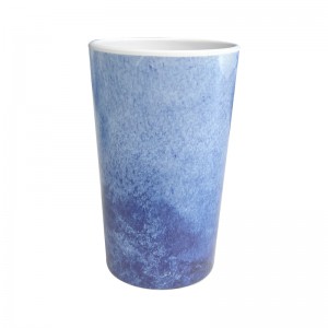 Велепродаја фабрика на отвореном јефтино прилагођено штампање на велико округле плаве јаке меламинске шоље