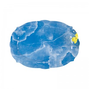 હોમ પ્લાસ્ટિક બ્લુ પેલેસ ડિઝાઇન આધુનિક ભવ્ય લક્ઝરી માર્બલ ટેક્સચર મેલામાઇન મોટી પ્લેટ પ્લેટર