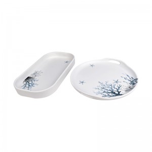 Serving Tray White Melamine Tray And Plastic White Color Bowl Home Hotel Restaurant Use