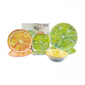 Zakázkový tisk Barevný design Plastové sady ovocného nádobí Set melaminových talířů