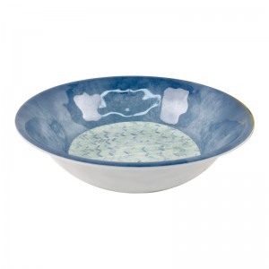 Blue Pattern Plastic Noodle Soup Bowls With Chopsticks Set Melamine Ramen Bowl