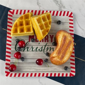 Pratos de plástico de design quadrado de melamina de férias de Natal Joy