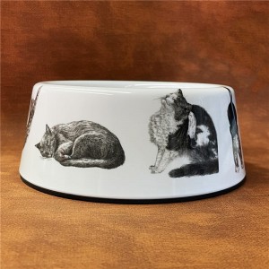 Меламиновая миска для домашних животных с узором «Танцующая и играющая кошка»