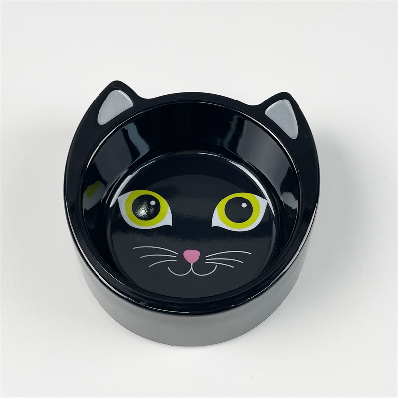 Super Purchasing for Cater Tray - Plastic Melamine Cute Dancing Cat Design Pet Dog Bowl – BECO