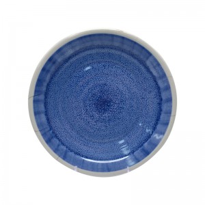 Azure Blue Round Shape with Texture Reactive Design Melamine Dinner Plate