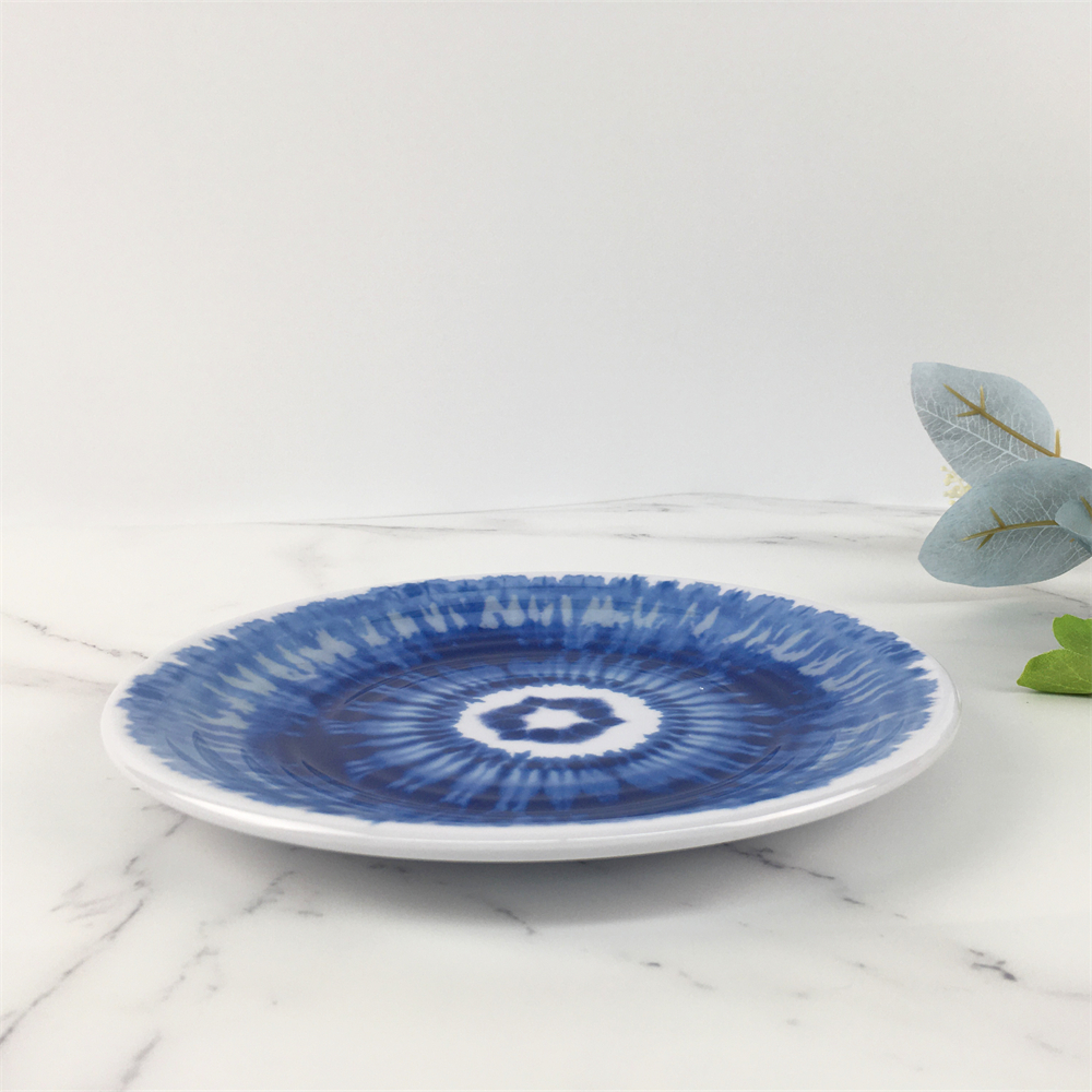 OEM/ODM China Black Dinner Plate - Melamine Plate Plastic Custom Blue Ray Pattern Deep Plate – BECO