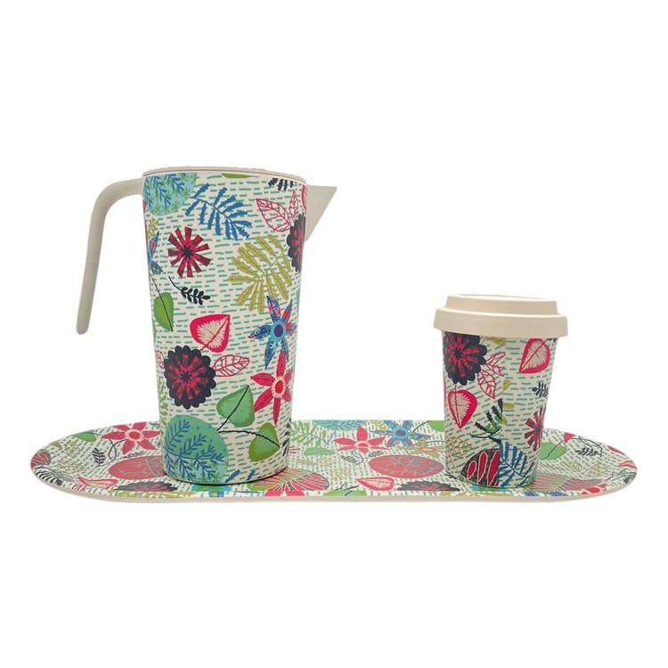 Bamboo Fiber Jug Set Flower Printed Sublimation Cups Featured Image