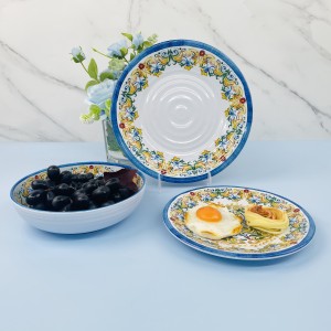Restaurant dinner plates and bowl sets unbreakable party tableware melamine dinnerware