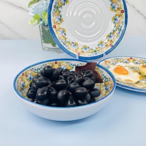 Customized Accept Vintage Style Bowl with Flower Pattern Unbreakable Melamine Bowl for Home and Kitchen
