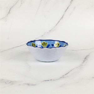 Plastic Aqua Blue Floral Design ခေတ်မီအရောင်းရဆုံး Melamine Elegant Home Dinnerware Set