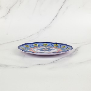 פלסטיק אקווה כחול עיצוב פרחוני מודרני הנמכר ביותר מלמין סט כלי אוכל ביתי אלגנטי