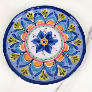 Plastikust Aqua Blue lillekujundusega kaasaegne enimmüüdud melamiinist elegantne kodune söögitarvete komplekt