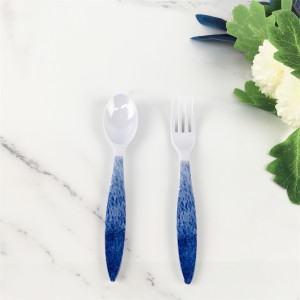 Cucchiaio e forchetta in plastica melamina personalizzata Blue Ray Pattern