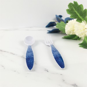 Melamine Plastic Custom Blue Ray Pattern Spoon and Fork