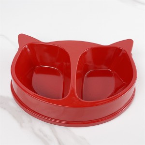 Plastic Melamine Cute Dancing Cat Design Pet Dog Bowl