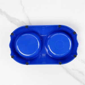 Cuenco orgánico azul personalizado para perros y gatos con almohadilla antideslizante Hoopet, alimentador de acero inoxidable