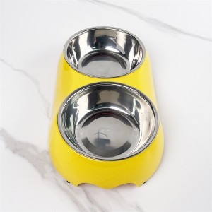 Factory manufacture melamine twin pet bowl for cats and dogs feeding