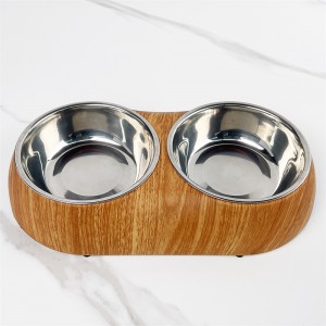 Plastic melamine drinking water and feeding dual-purpose convenient pet dog bowl