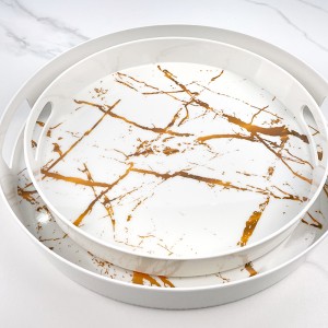 Manufacture Wholesale Luxury White Marble moralo Ho Sebeletsa Tray Latest Elegant For Nordic melamine Trays