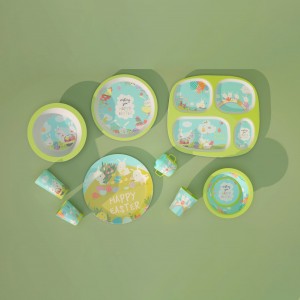Otroška jedilna posoda iz melamina z risanim tiskom, jedilna garnitura iz melamina, otroški krožniki, skodelice, otroška jedilna posoda