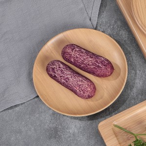 Custom Melamine Tableware Wooden Pattern Simple Light Color Food Pedestal Long Strip Tray Set
