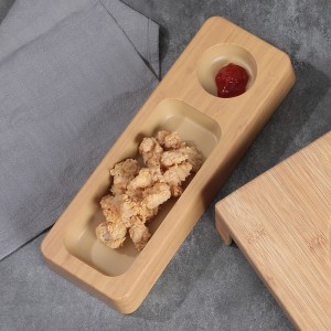 Custom Melamine Tableware Wooden Pattern Simple Creative Dry Ice Tray Deep Dipping Sauce Dish Plate