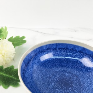 Melamine Plastic Custom Kiln Change Pattern Blue Round Soup Bowl