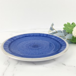 Melamine Plastic Custom Blue Ray Mvura Wave Ripples Pattern Round Plate