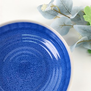 Melamina Plastica Custom Blue Kiln Cambia Wave Ripples Pattern Round Bowl