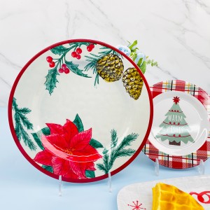 Red flower full printing factory supply sale price plastic melamine dinner plates with logo