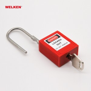 សោសុវត្ថិភាព LOTO សោរសោរ 4mm dia thin shackle 304 stainless steel shackle padlock with plastic lock body BD-8581