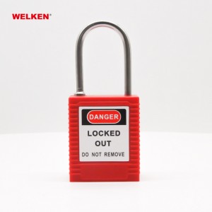 Safety LOTO Padlock 4mm dia thin shackle 304 stainless steel shackle padlock with plastic lock body BD-8581