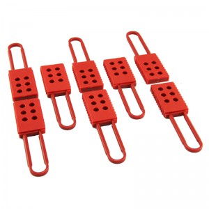 OEM Supply Red Lockout Hasp With Plastic Coated Handle 7 Holes