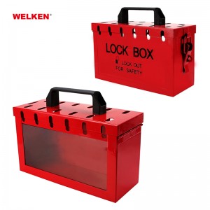 červená žltá uzamykacia skrinka Safety Lockout Box s priehľadným krytom BD-8813