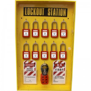 Discount wholesale
 10 Padlock Station with Cover BD-8724 – Red Vinyl Coated Steel Safety Lockout Tagout Hasp