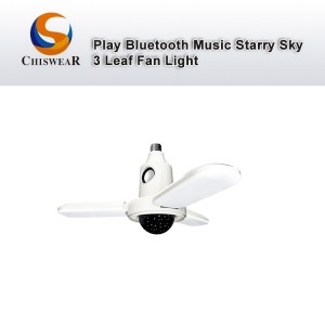 Moda 40W 3 Leaf LED Colorful Starry Sky Cover Deformable Folding Ceiling Fan Night Lamp bil-Mużika Playing Bluetooth Speaker