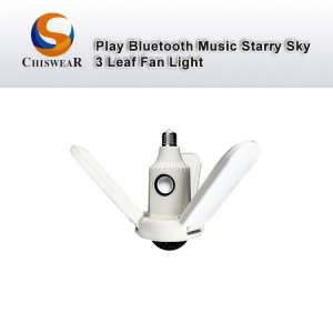 Fashion 40W 3 φύλλων LED Πολύχρωμο κάλυμμα Starry Sky Παραμορφώσιμο φωτιστικό νύχτας με ανεμιστήρα οροφής με αναδιπλούμενο με ηχείο Bluetooth που παίζει μουσική