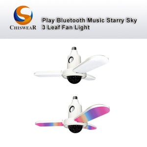 Fashion 40W 3 Leaf LED Colorful Starry Sky Cover Deformable Folding Ceiling Fan Night Lamp with Music Playing Bluetooth Speaker